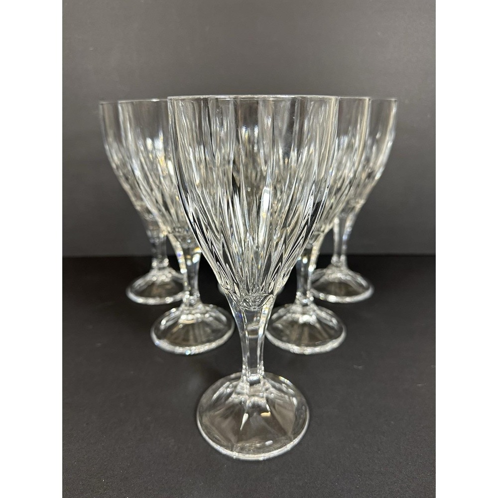 Godinger Ingrid Water Goblets Crystyal Vertical Cuts 8 1/8" Set Of‎ 6